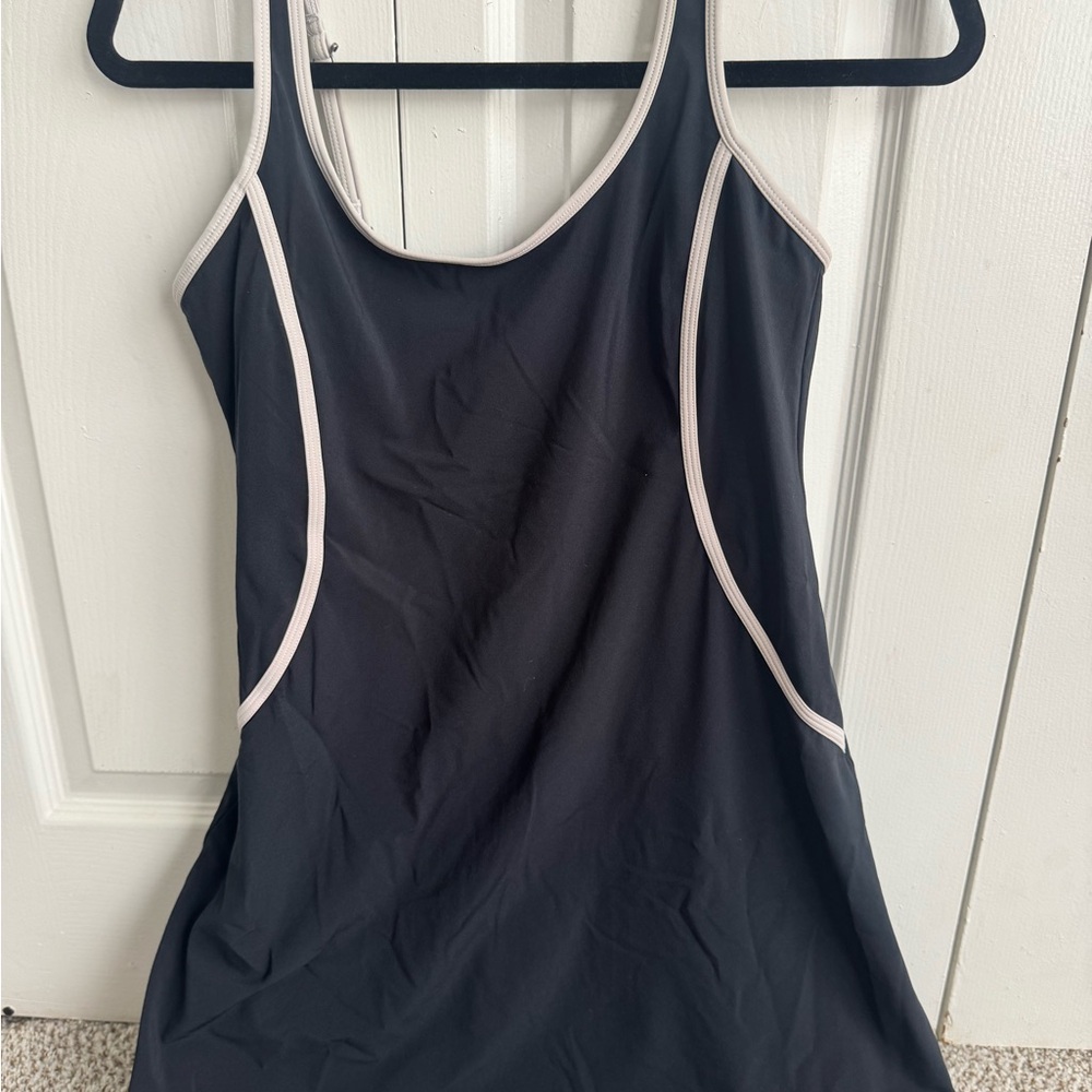 Abercrombie & Fitch Black Tank Dress with White Accents